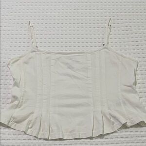 Pilcro White Pleated Tank with Adjustable Spaghetti Straps